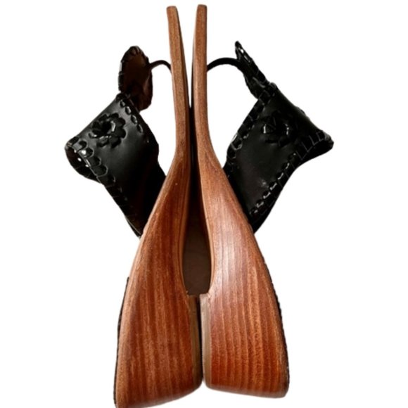 Jack Rogers Wedge Low Heel Sandals - Black Leather - 6M - Picture 7 of 11